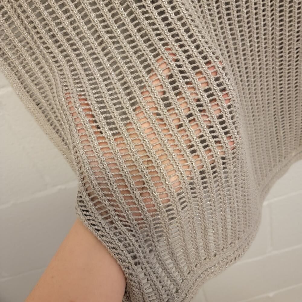 Beachy Laggenlook Scandigirl Subtle Metallic Coverup Open Knit Top - Picture 4 of 12